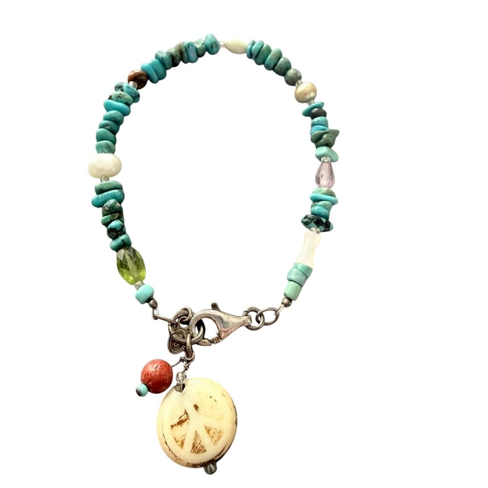 Peyote Bird Beaded 925 Sterling Silver Bracelet
